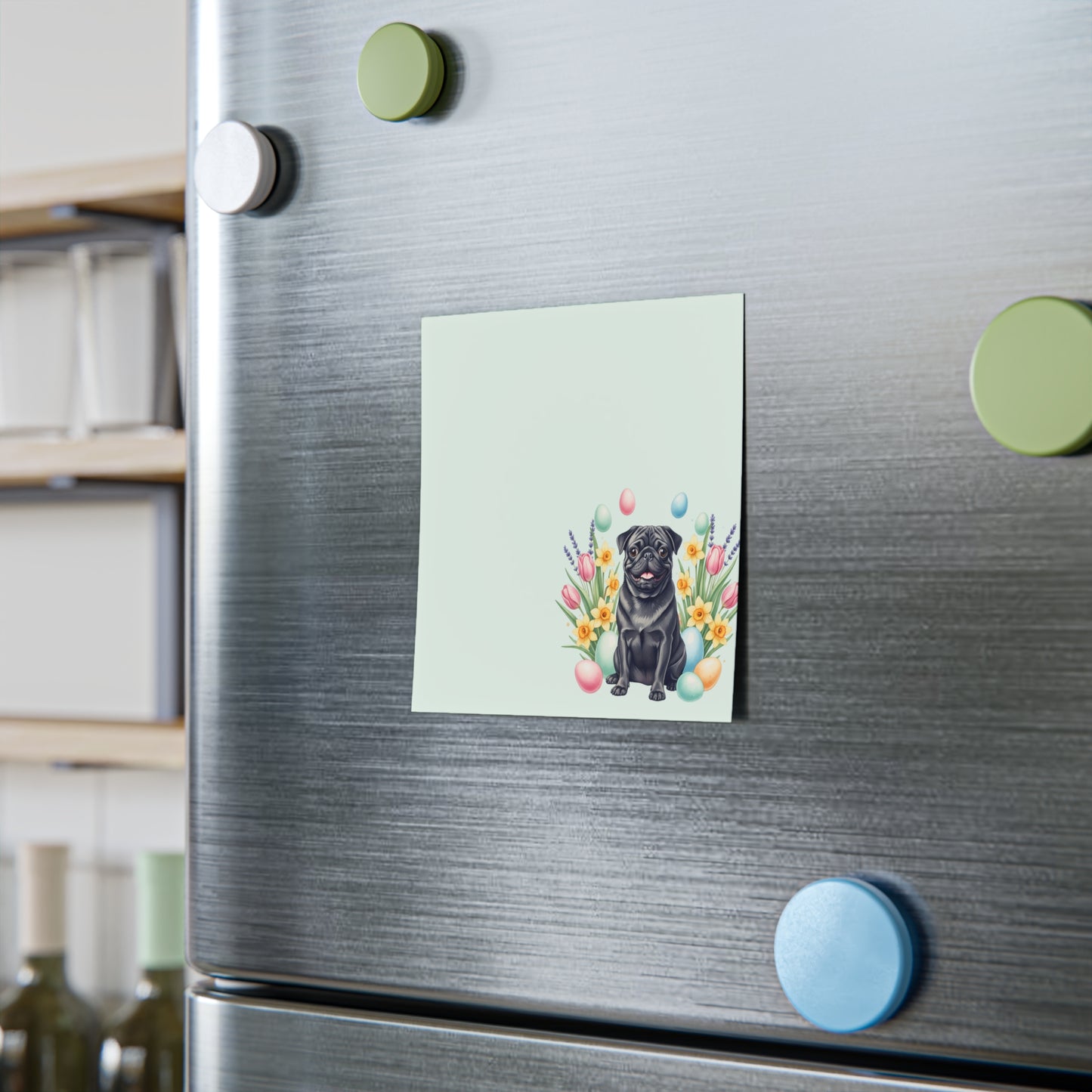 Easter Black Pug Post-it Notes ā Pug Lover Spring Stationery | Cute Desk Notepad