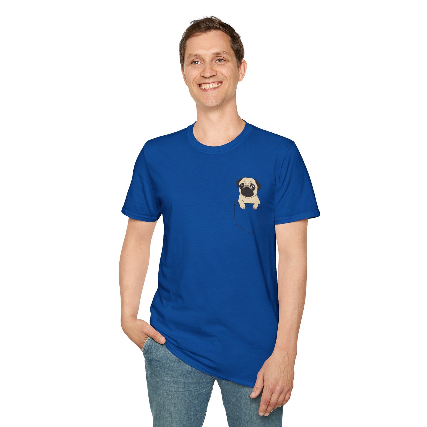 Pocket Pug T-Shirt — Cute Minimalist Pug Tee for Animal Lovers