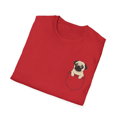 Pocket Pug T-Shirt — Cute Minimalist Pug Tee for Animal Lovers