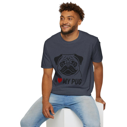 I Love My Pug T-Shirt — Cute Pug Silhouette Tee for Dog Lovers