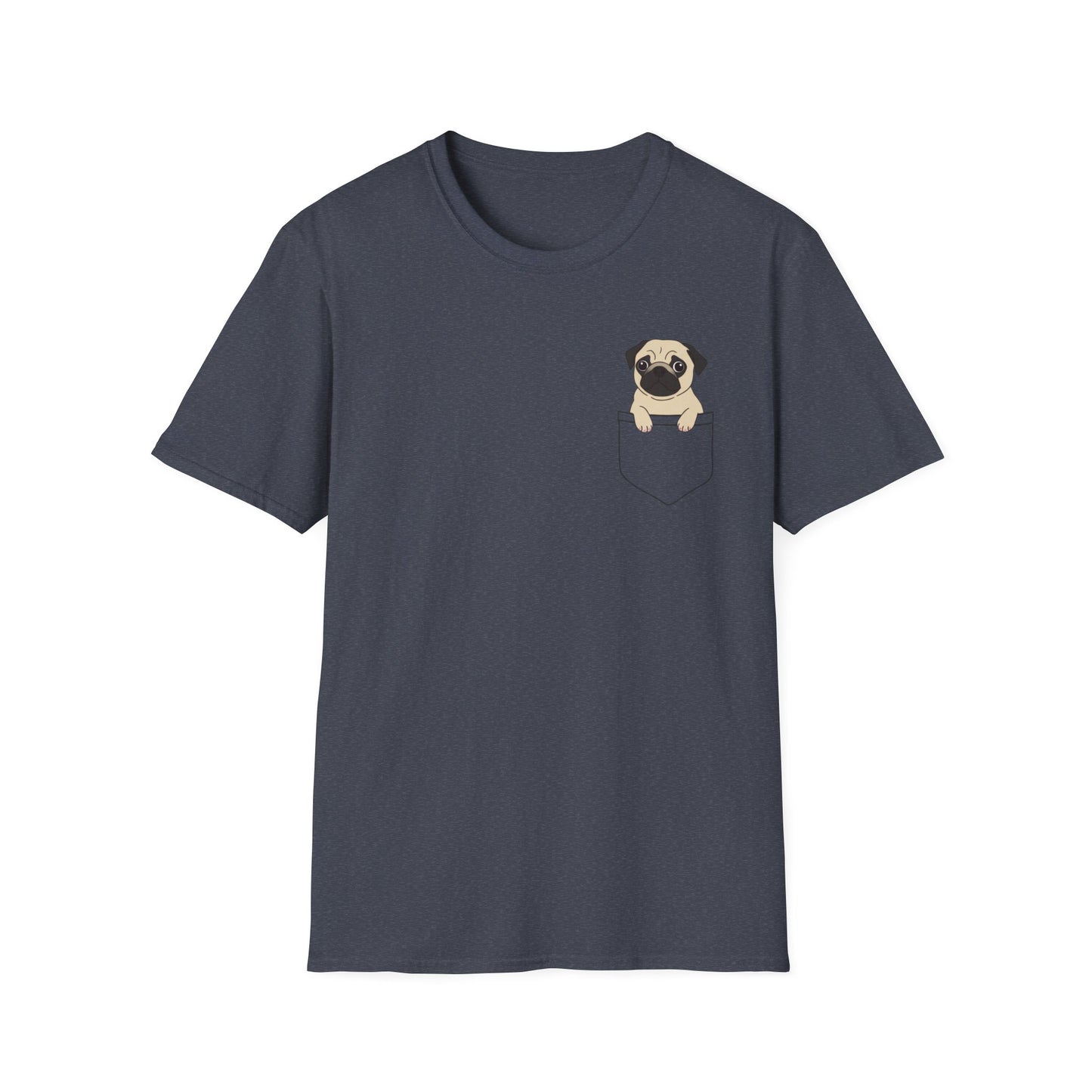 Pocket Pug T-Shirt — Cute Minimalist Pug Tee for Animal Lovers