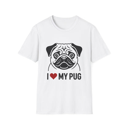 I Love My Pug T-Shirt — Cute Pug Silhouette Tee for Dog Lovers