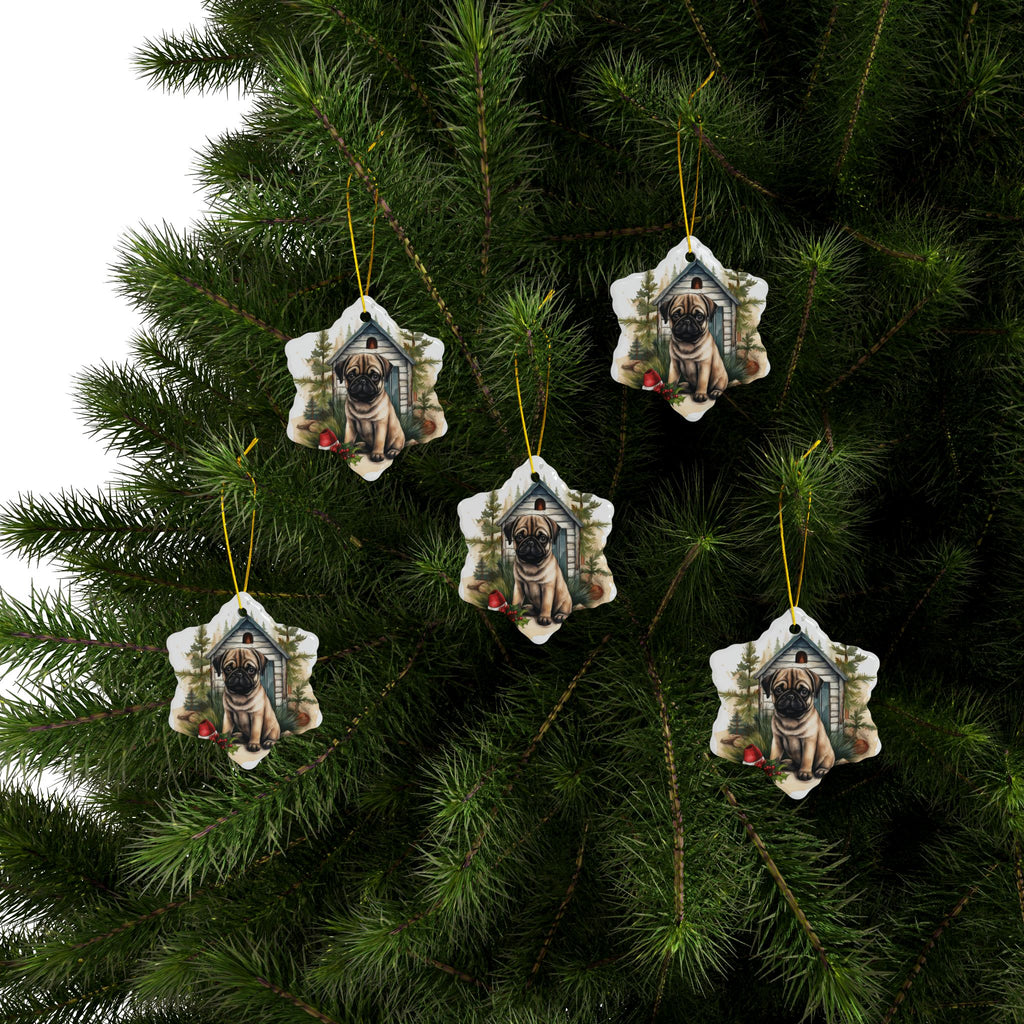 Twinkle Paws Ornament – Pug Lights & Holiday Cheer | Double-Sided Christmas Keepsake (1–10 Pack)