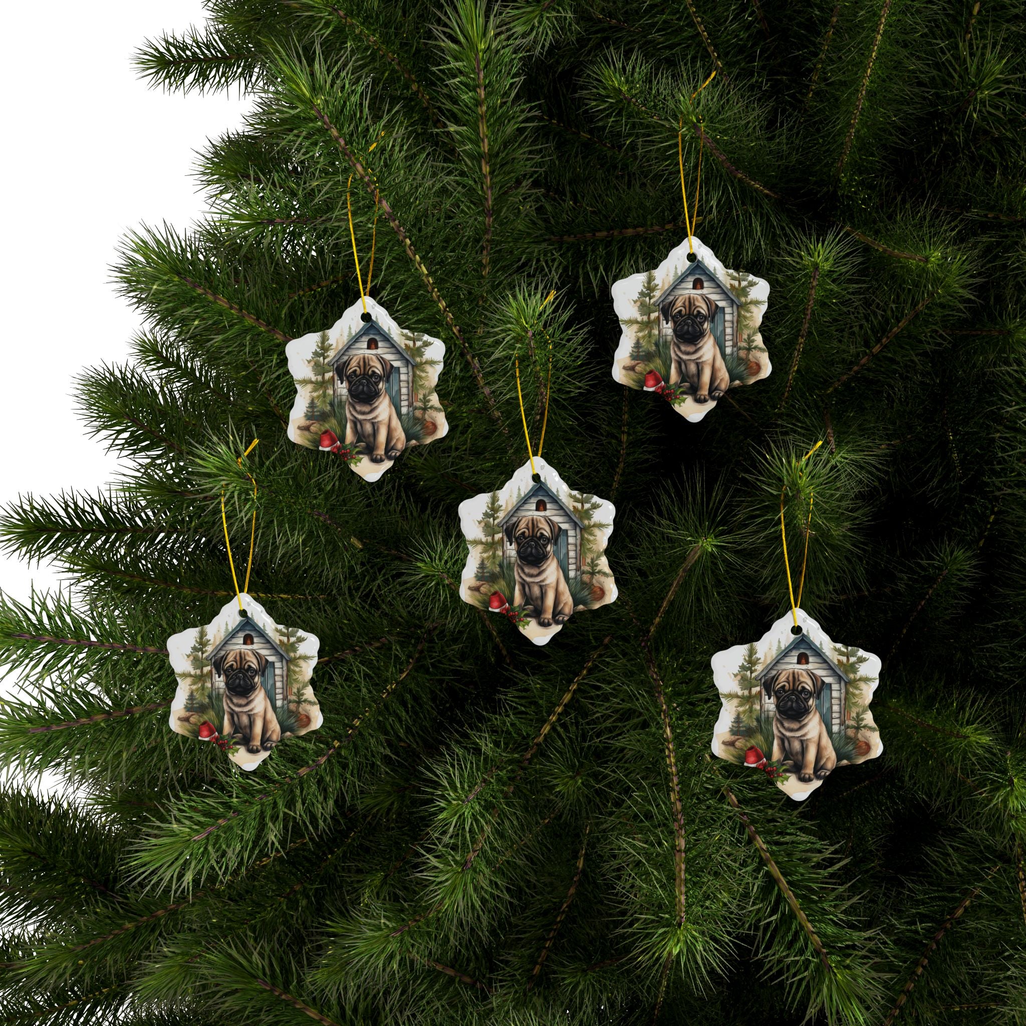 Twinkle Paws Ornament – Pug Lights & Holiday Cheer | Double-Sided Christmas Keepsake (1–10 Pack)
