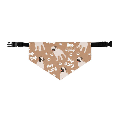 Pug Pattern Pet Bandana Collar — "Hug a Pug" Cute Dog Accessory