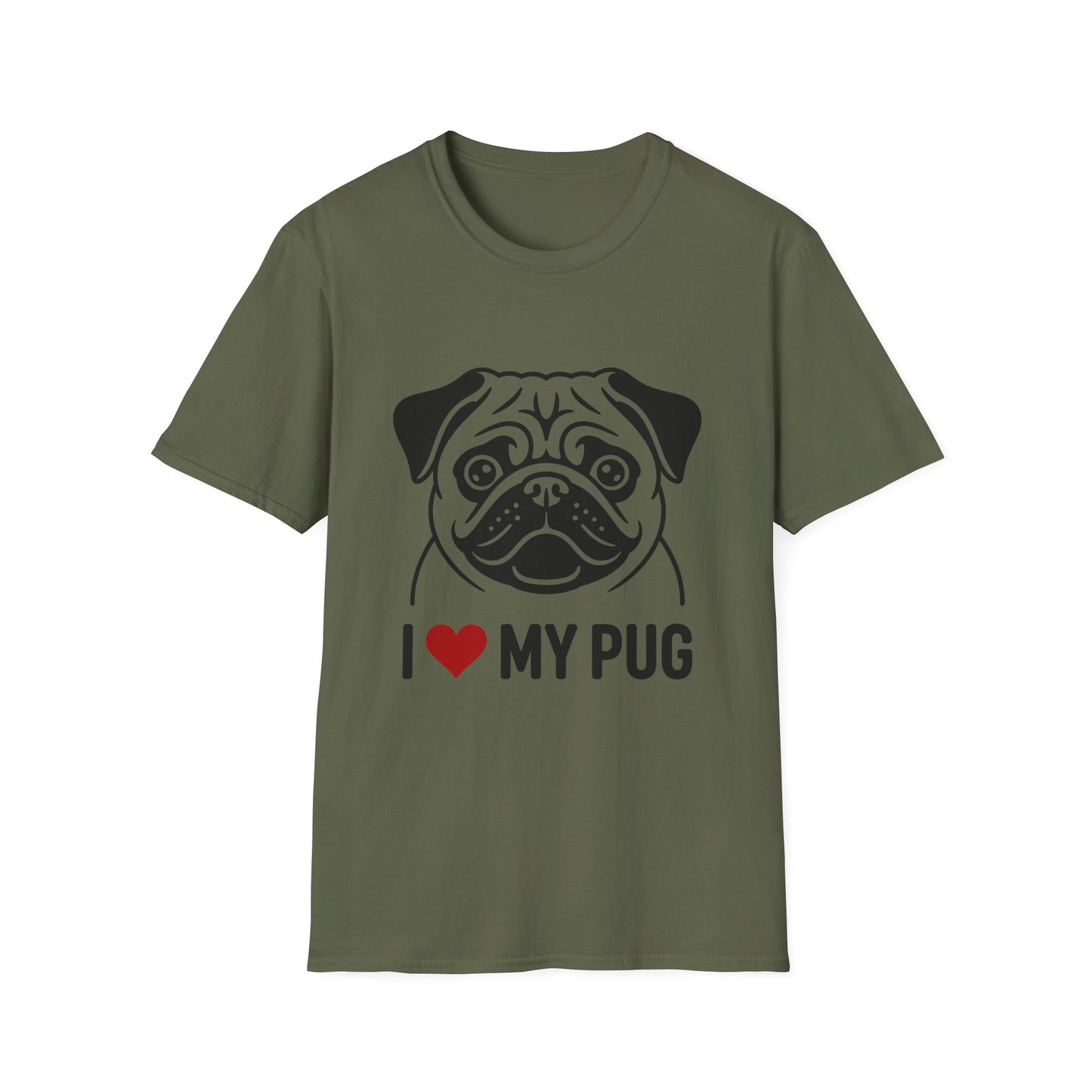 I Love My Pug T-Shirt — Cute Pug Silhouette Tee for Dog Lovers
