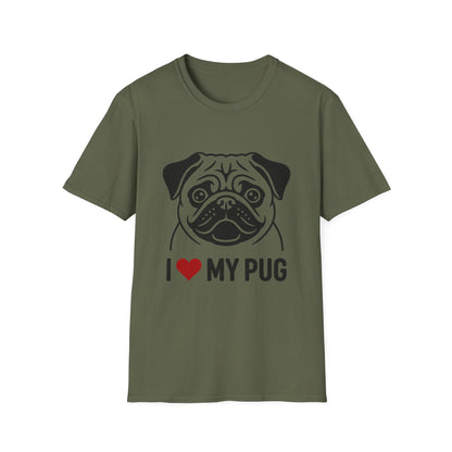 I Love My Pug T-Shirt — Cute Pug Silhouette Tee for Dog Lovers