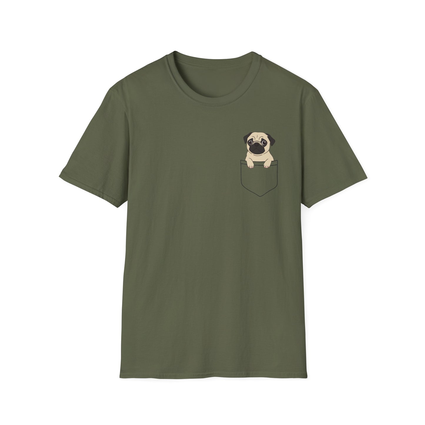 Pocket Pug T-Shirt — Cute Minimalist Pug Tee for Animal Lovers