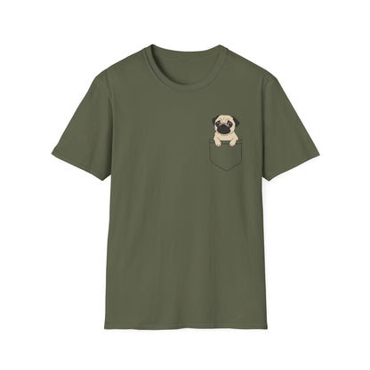 Pocket Pug T-Shirt — Cute Minimalist Pug Tee for Animal Lovers