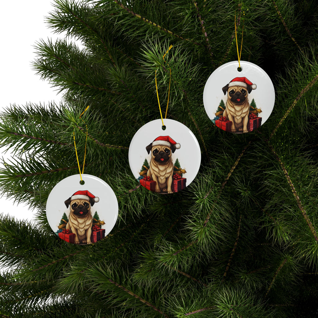 Merry Pugmas Ornament – Festive Pug Christmas Tree Hanging- 2-Sided Holiday Decorations (1 to 10 pcs)