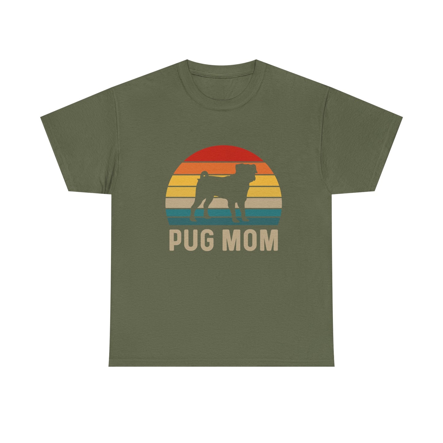 Pug Mom T-Shirt — Retro Sunset Pug Mom Tee for Dog Lovers