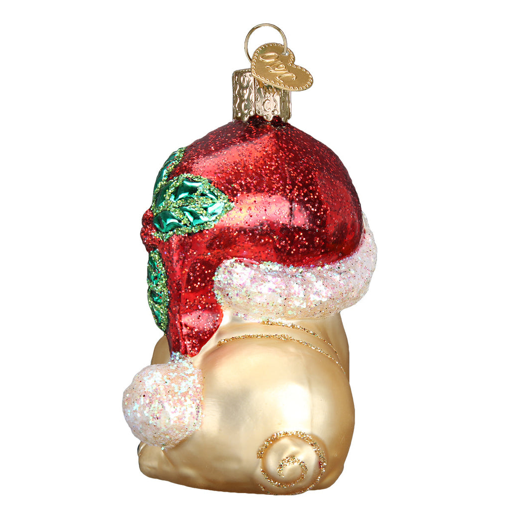 Holly Hat Pug Ornament-3