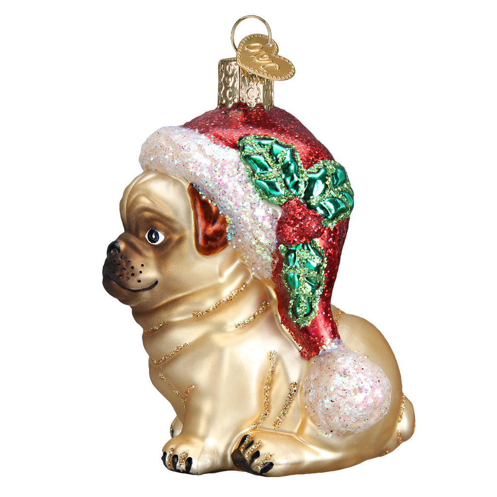 Holly Hat Pug Ornament-4