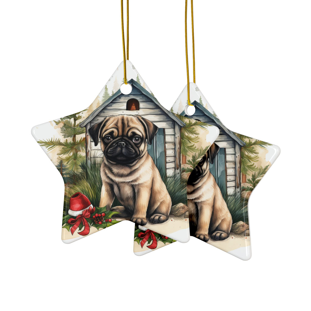Twinkle Paws Ornament – Pug Lights & Holiday Cheer | Double-Sided Christmas Keepsake (1–10 Pack)