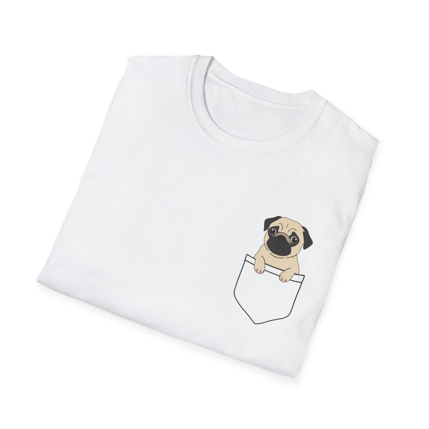Pocket Pug T-Shirt — Cute Minimalist Pug Tee for Animal Lovers