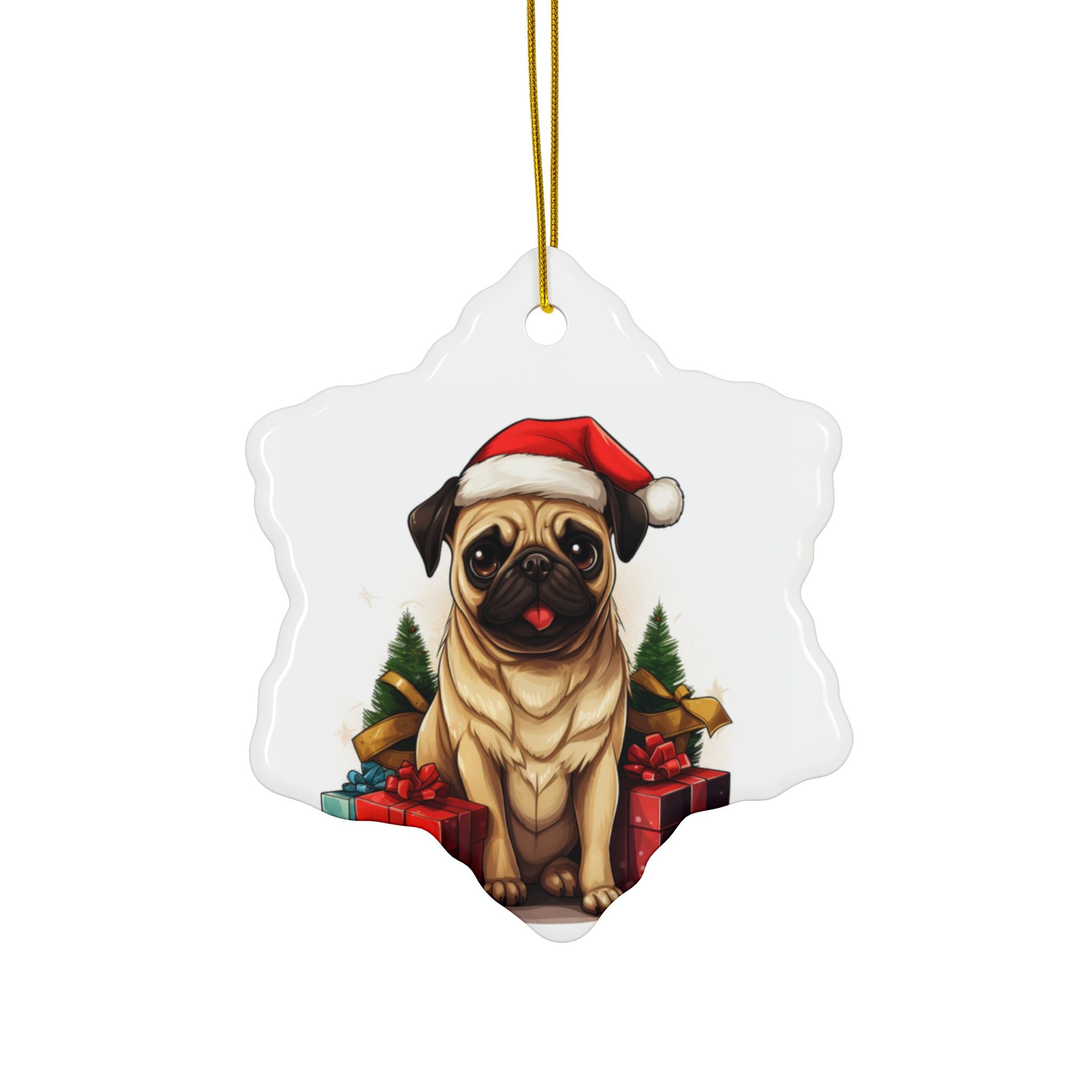 Merry Pugmas Ornament – Festive Pug Christmas Tree Hanging- 2-Sided Holiday Decorations (1 to 10 pcs)