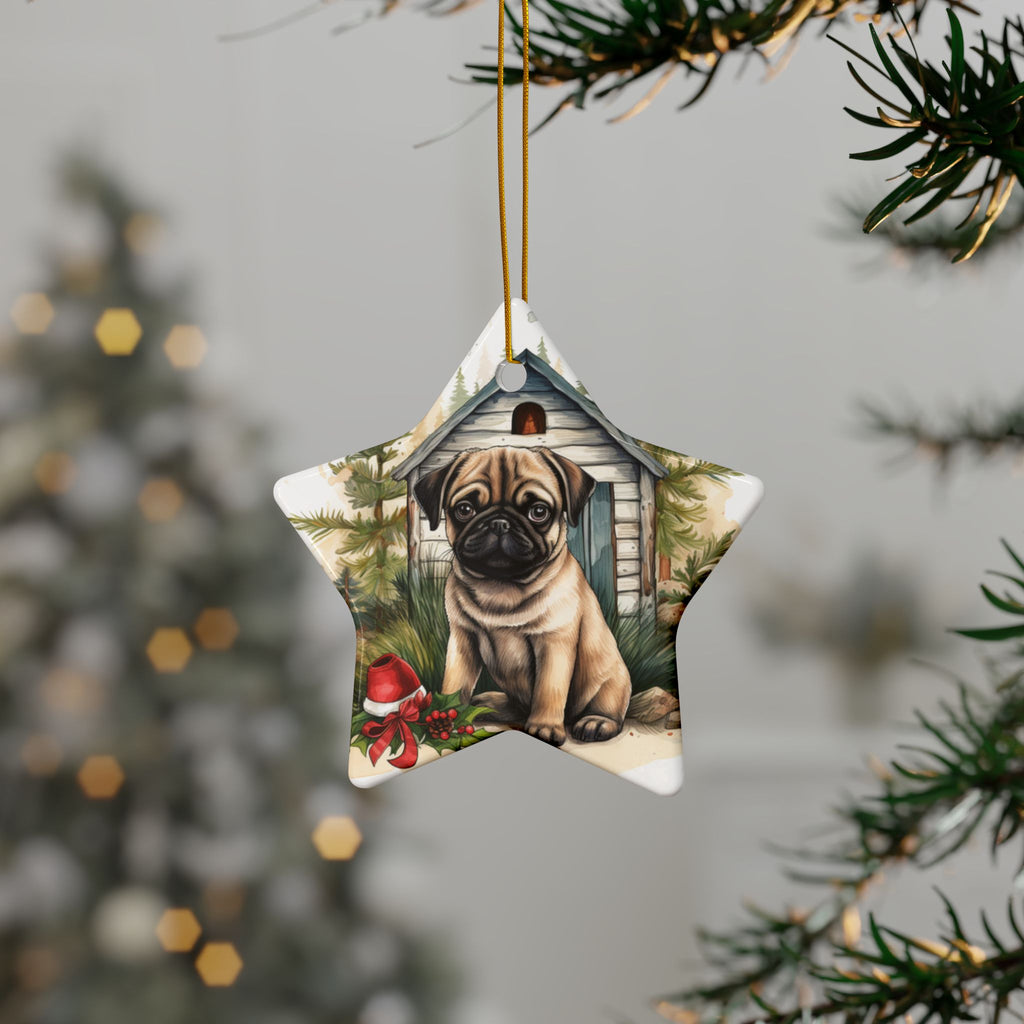 Twinkle Paws Ornament – Pug Lights & Holiday Cheer | Double-Sided Christmas Keepsake (1–10 Pack)