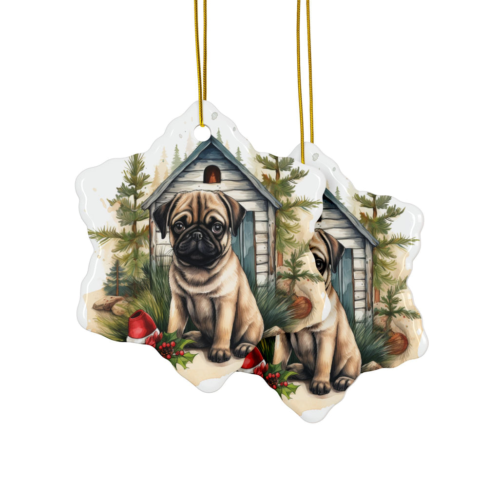 Twinkle Paws Ornament – Pug Lights & Holiday Cheer | Double-Sided Christmas Keepsake (1–10 Pack)