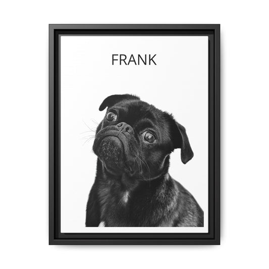 Framed Matte Canvas Pug Portrait — Custom Pug Wall Art