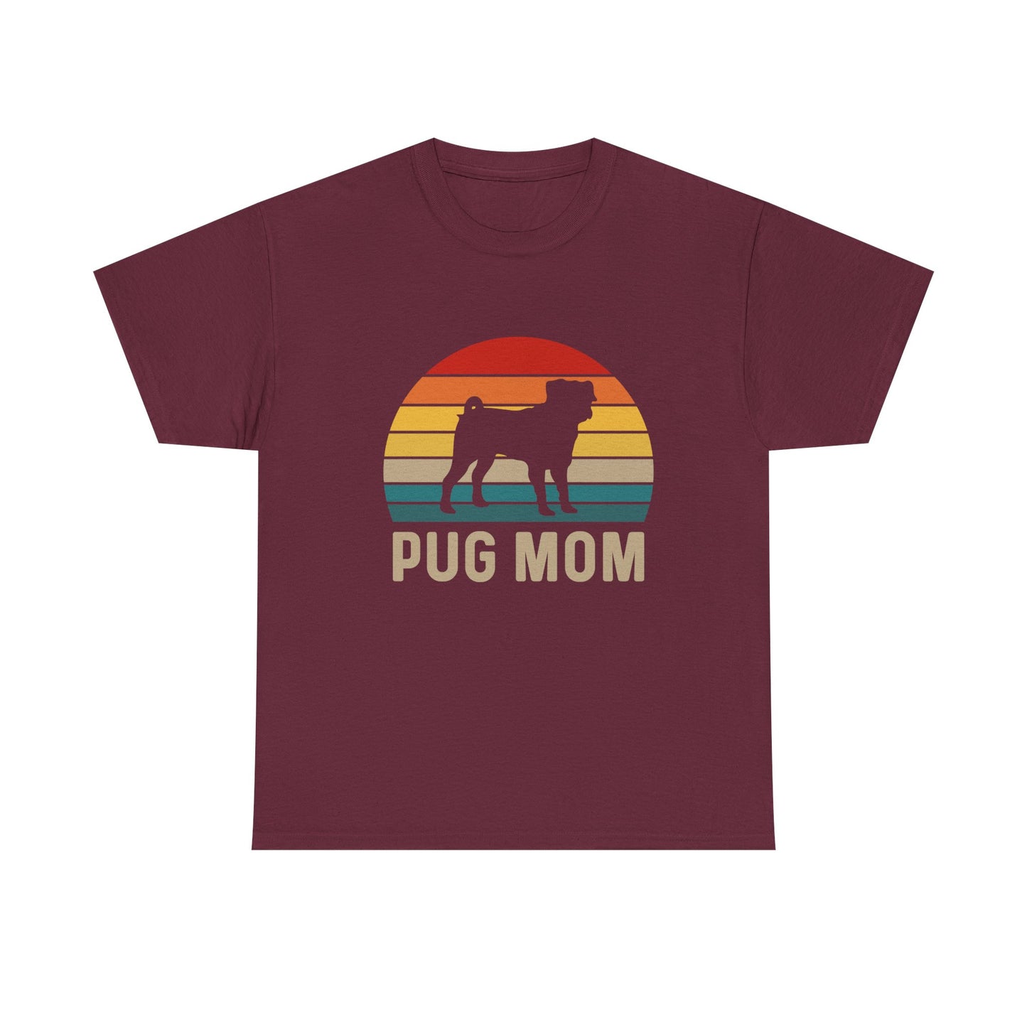 Pug Mom T-Shirt — Retro Sunset Pug Mom Tee for Dog Lovers