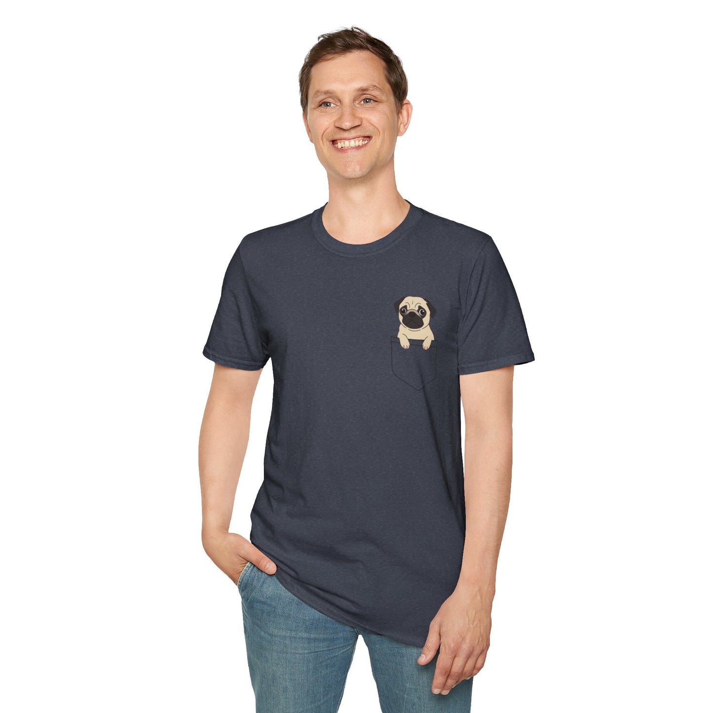 Pocket Pug T-Shirt — Cute Minimalist Pug Tee for Animal Lovers