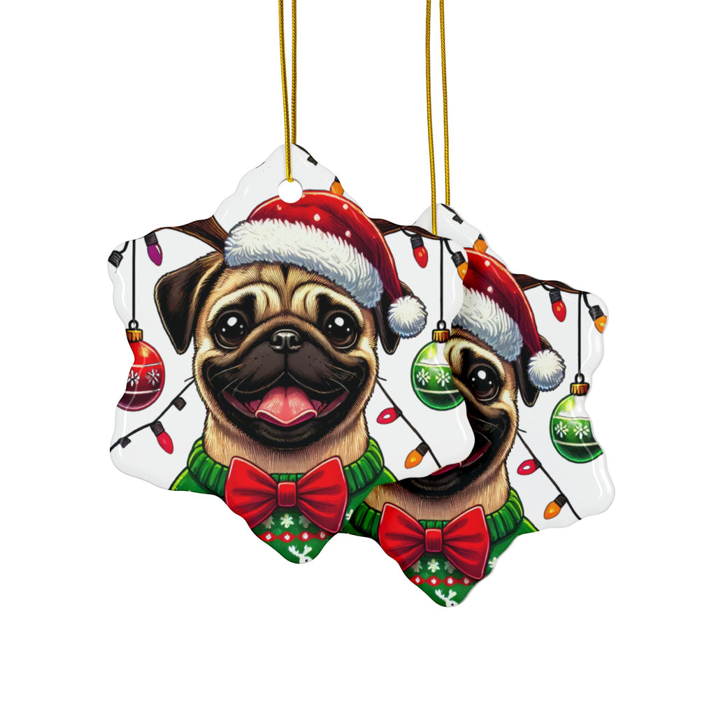 Pug Lights Up Christmas Ornament – Cheerful Holiday Keepsake | Double-Sided Festive Decor (1–10 Pack)