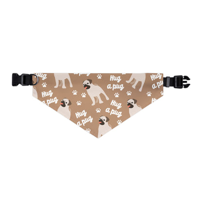 Pug Pattern Pet Bandana Collar — "Hug a Pug" Cute Dog Accessory