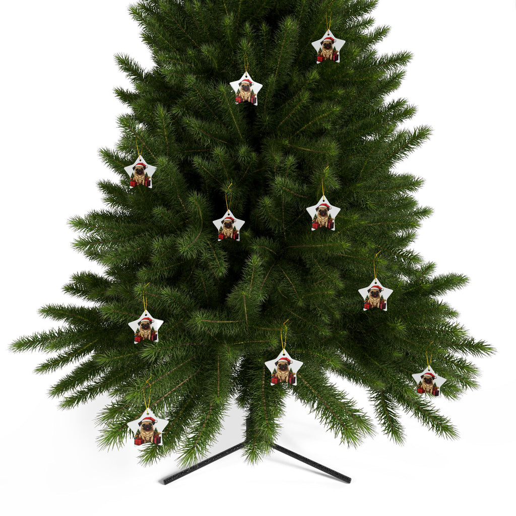 Merry Pugmas Ornament – Festive Pug Christmas Tree Hanging- 2-Sided Holiday Decorations (1 to 10 pcs)