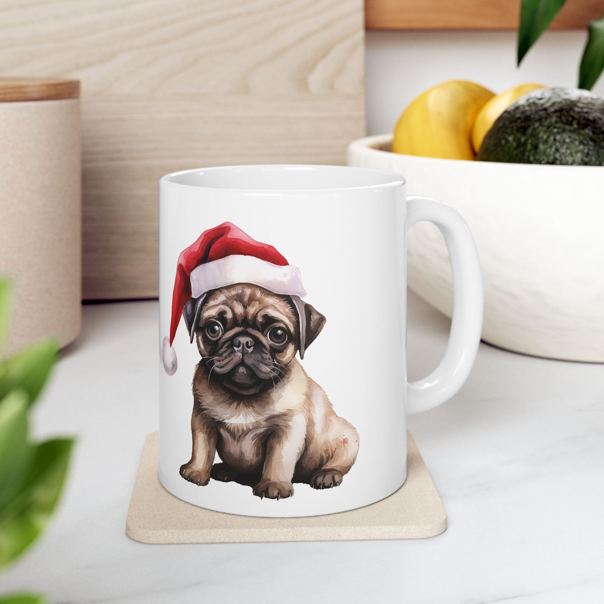 Santa Pug Mug – Festive 11oz Ceramic Coffee Cup | Merry Pugmas Collection