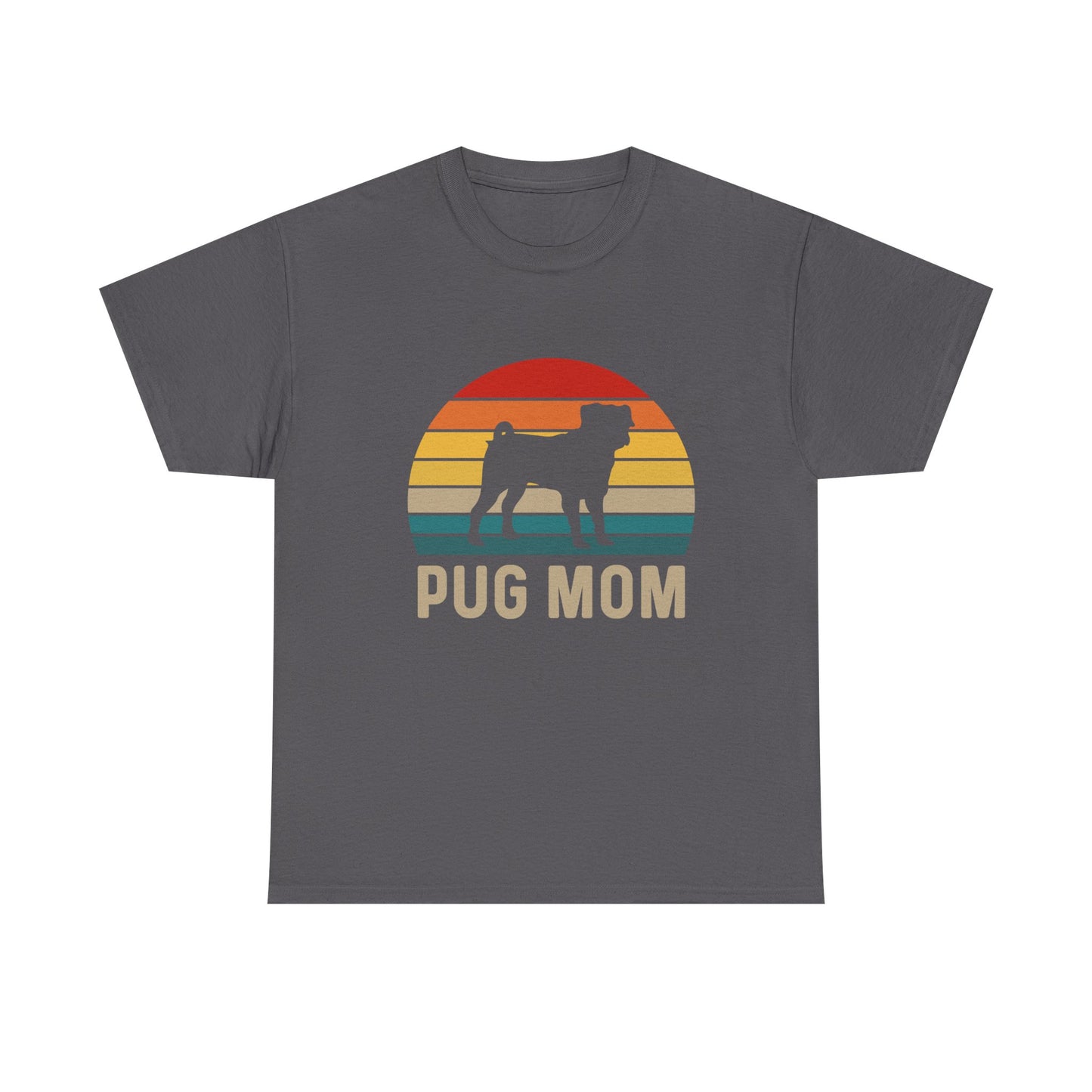 Pug Mom T-Shirt — Retro Sunset Pug Mom Tee for Dog Lovers
