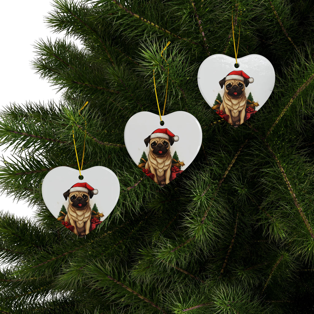 Merry Pugmas Ornament – Festive Pug Christmas Tree Hanging- 2-Sided Holiday Decorations (1 to 10 pcs)