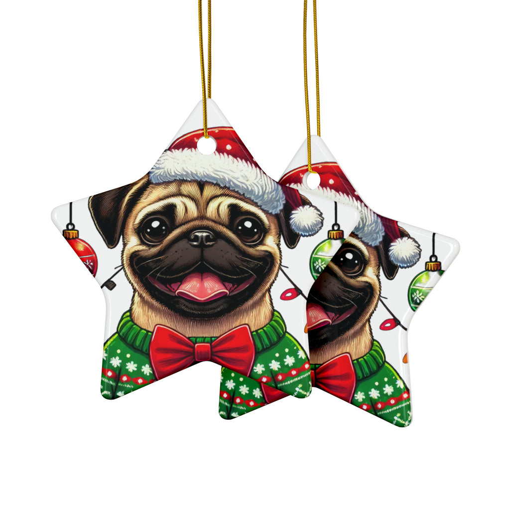 Pug Lights Up Christmas Ornament – Cheerful Holiday Keepsake | Double-Sided Festive Decor (1–10 Pack)