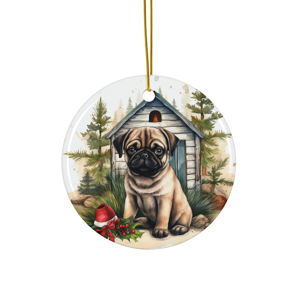 Twinkle Paws Ornament – Pug Lights & Holiday Cheer | Double-Sided Christmas Keepsake (1–10 Pack)