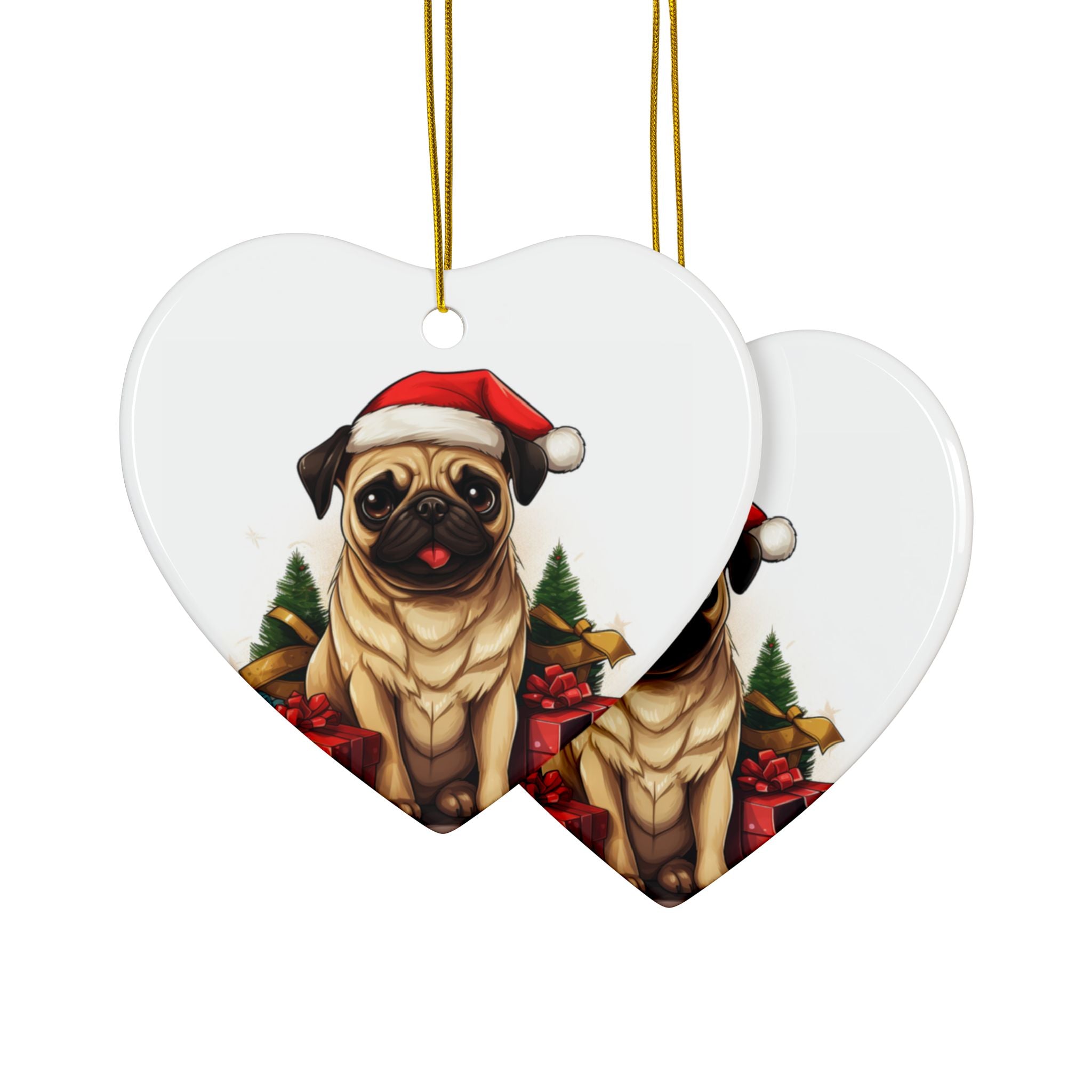 Merry Pugmas Ornament – Festive Pug Christmas Tree Hanging- 2-Sided Holiday Decorations (1 to 10 pcs)