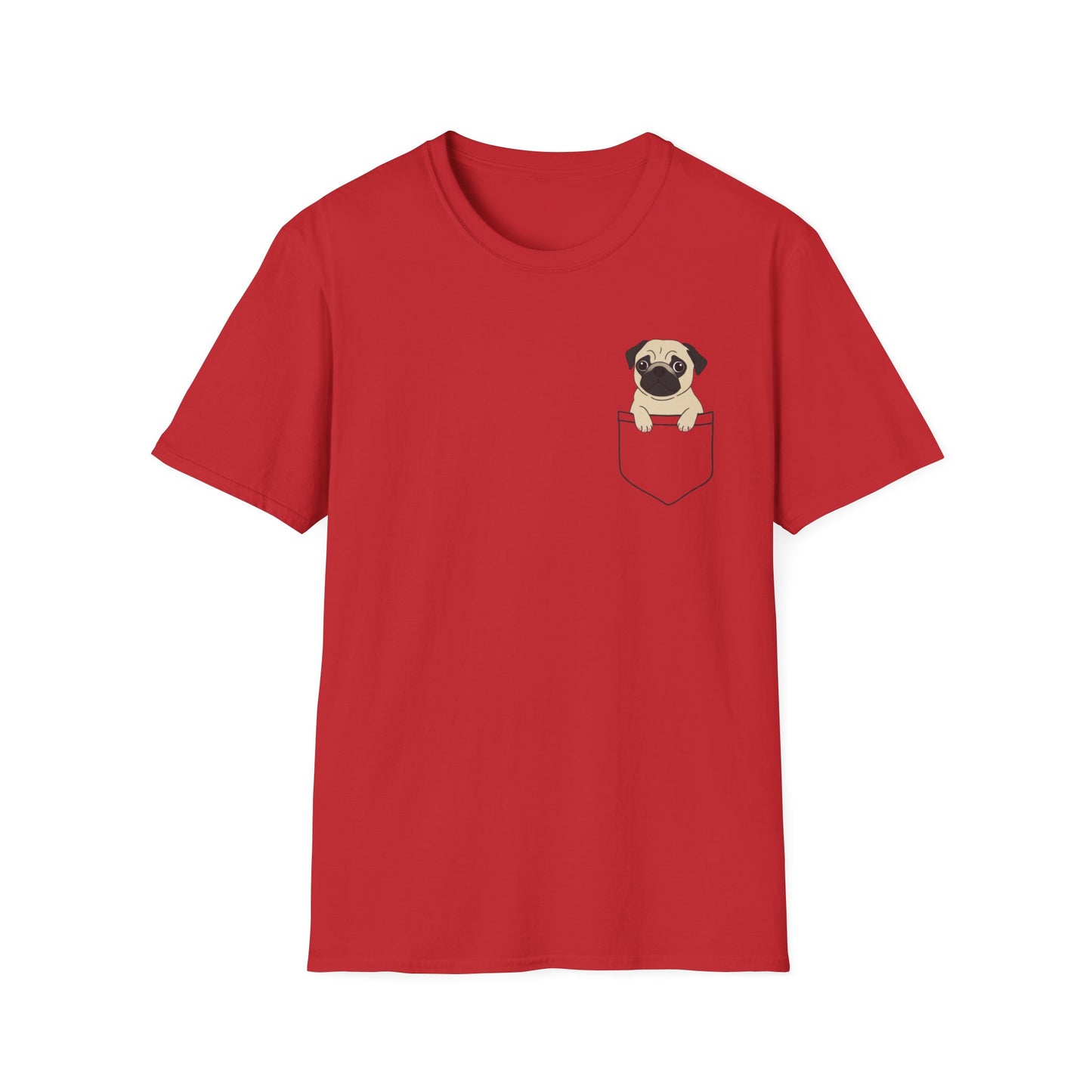 Pocket Pug T-Shirt — Cute Minimalist Pug Tee for Animal Lovers