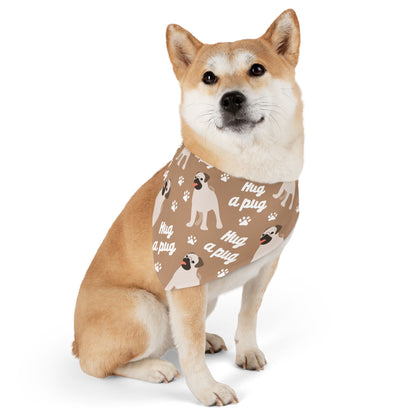 Pug Pattern Pet Bandana Collar — "Hug a Pug" Cute Dog Accessory