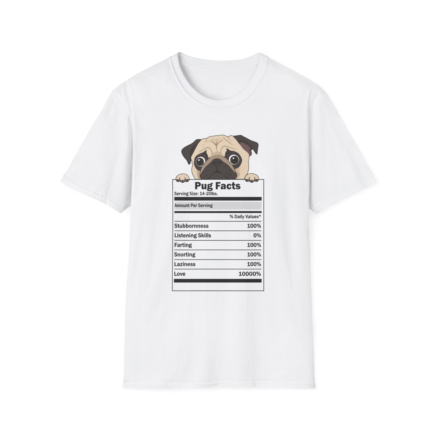 Funny Pug Facts T-Shirt — Pug Dog Graphic Tee