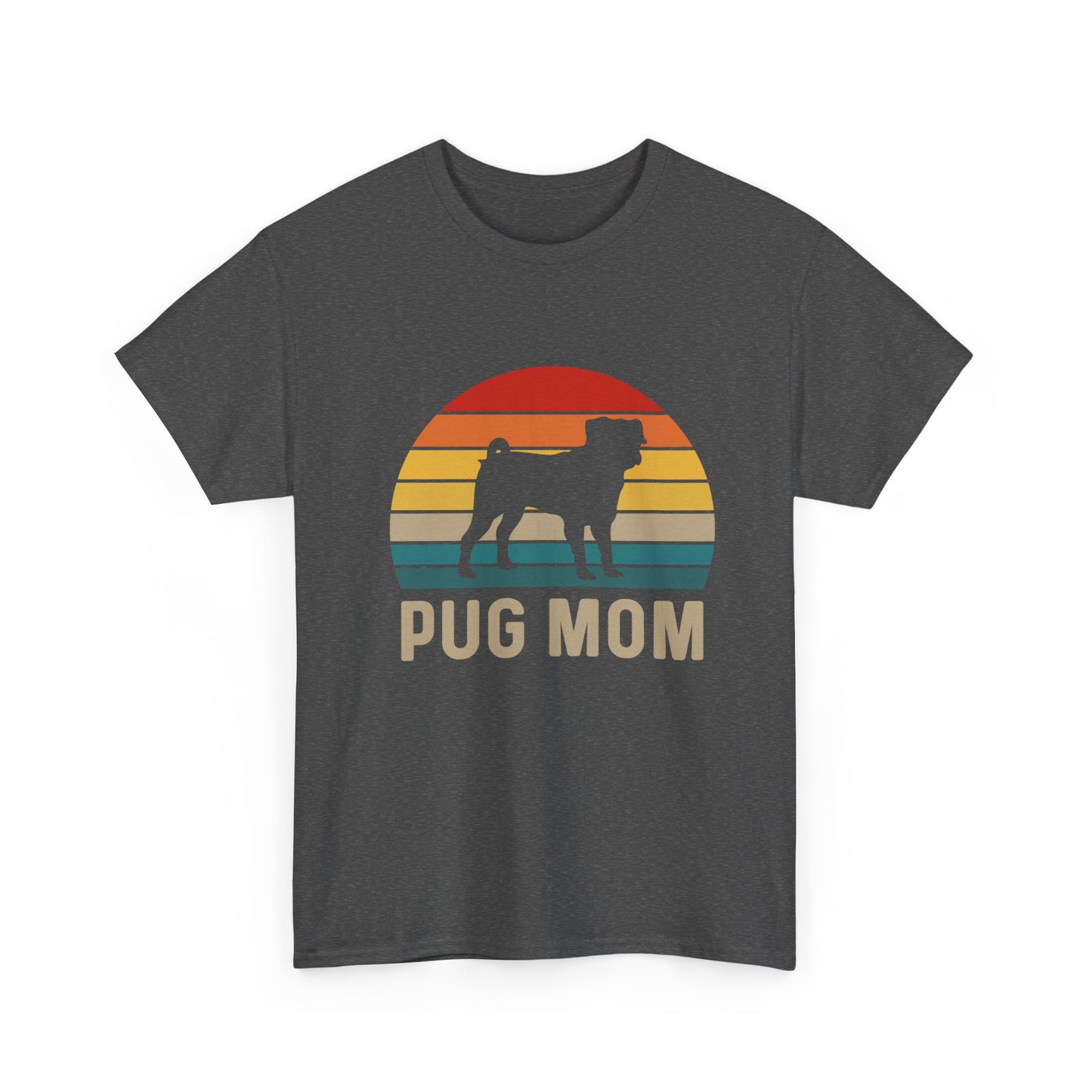 Pug Mom T-Shirt — Retro Sunset Pug Mom Tee for Dog Lovers