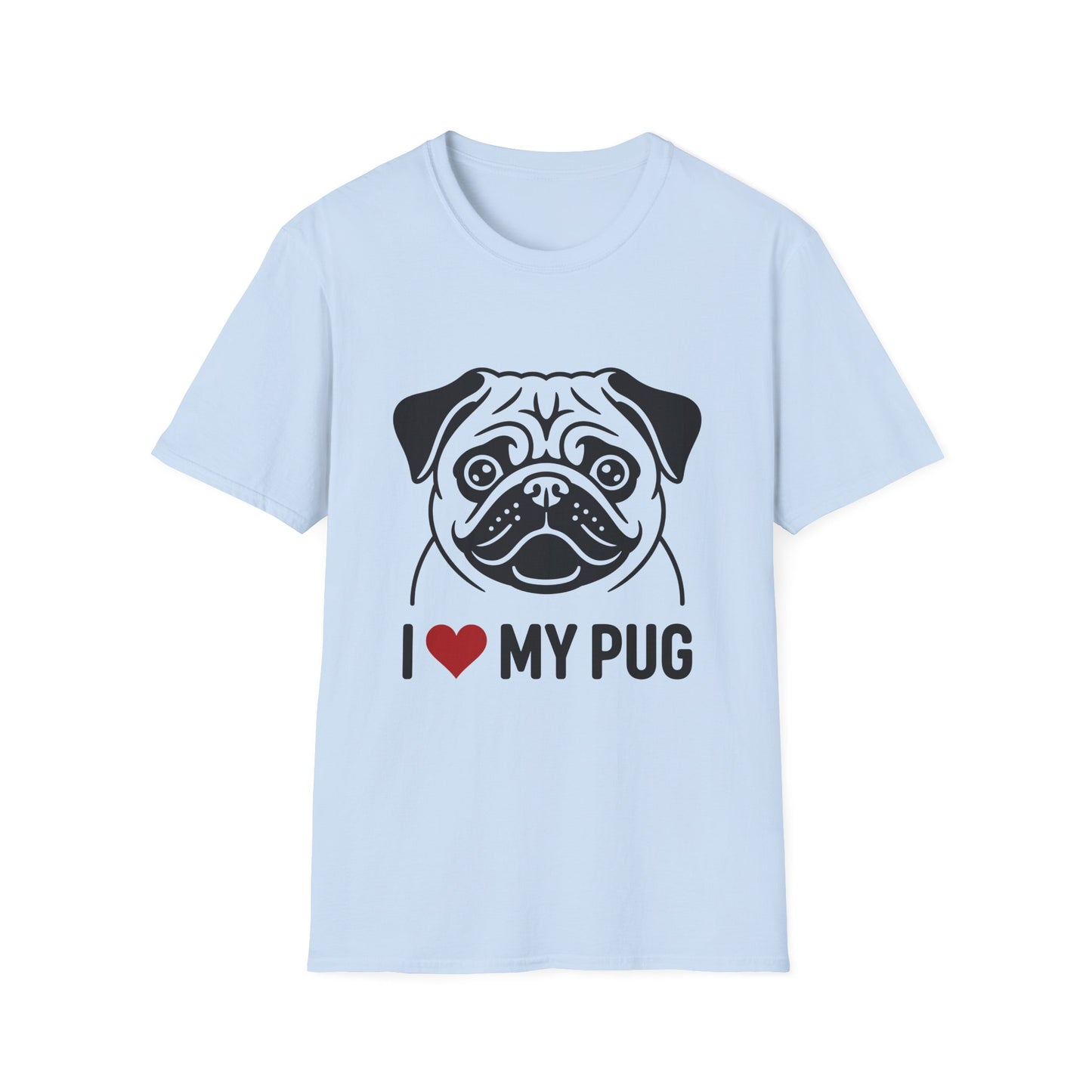 I Love My Pug T-Shirt — Cute Pug Silhouette Tee for Dog Lovers