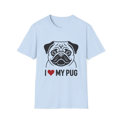 I Love My Pug T-Shirt — Cute Pug Silhouette Tee for Dog Lovers