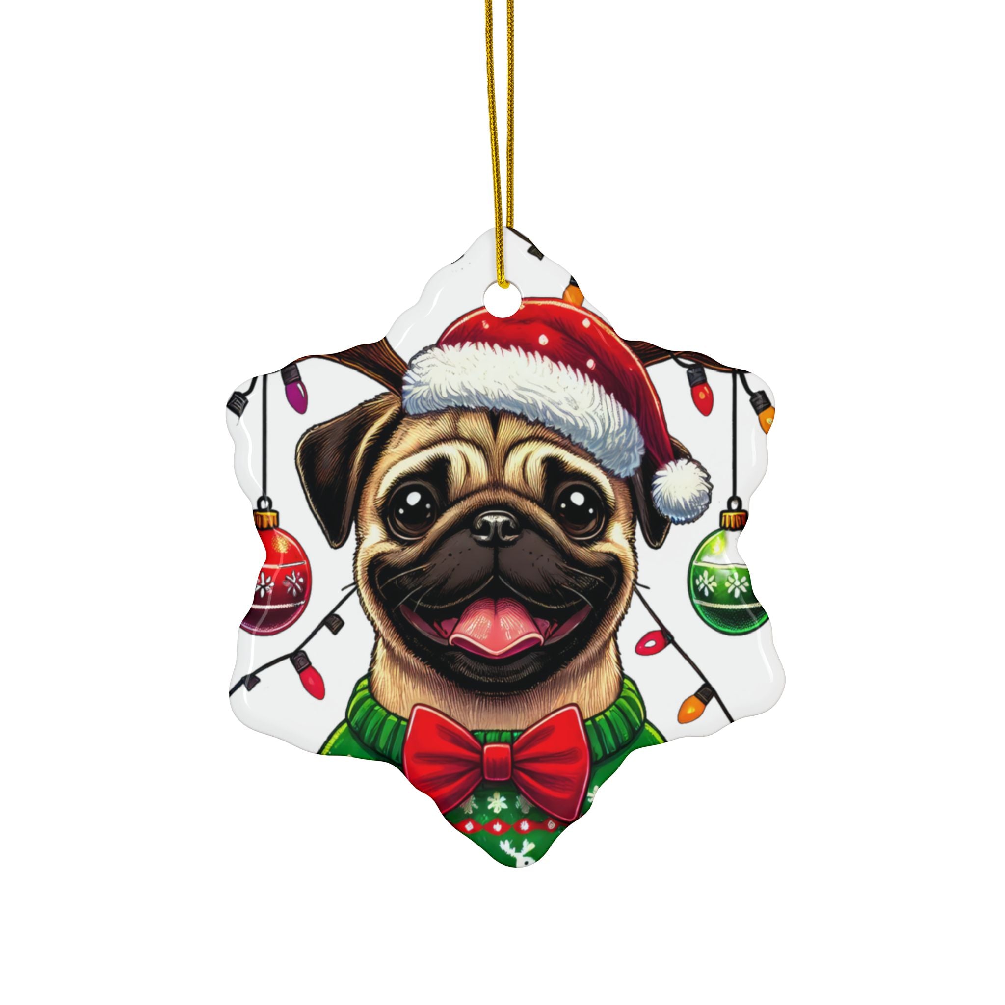 Pug Lights Up Christmas Ornament – Cheerful Holiday Keepsake | Double-Sided Festive Decor (1–10 Pack)