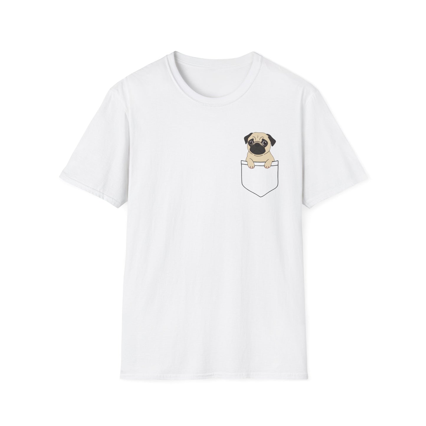 Pocket Pug T-Shirt — Cute Minimalist Pug Tee for Animal Lovers