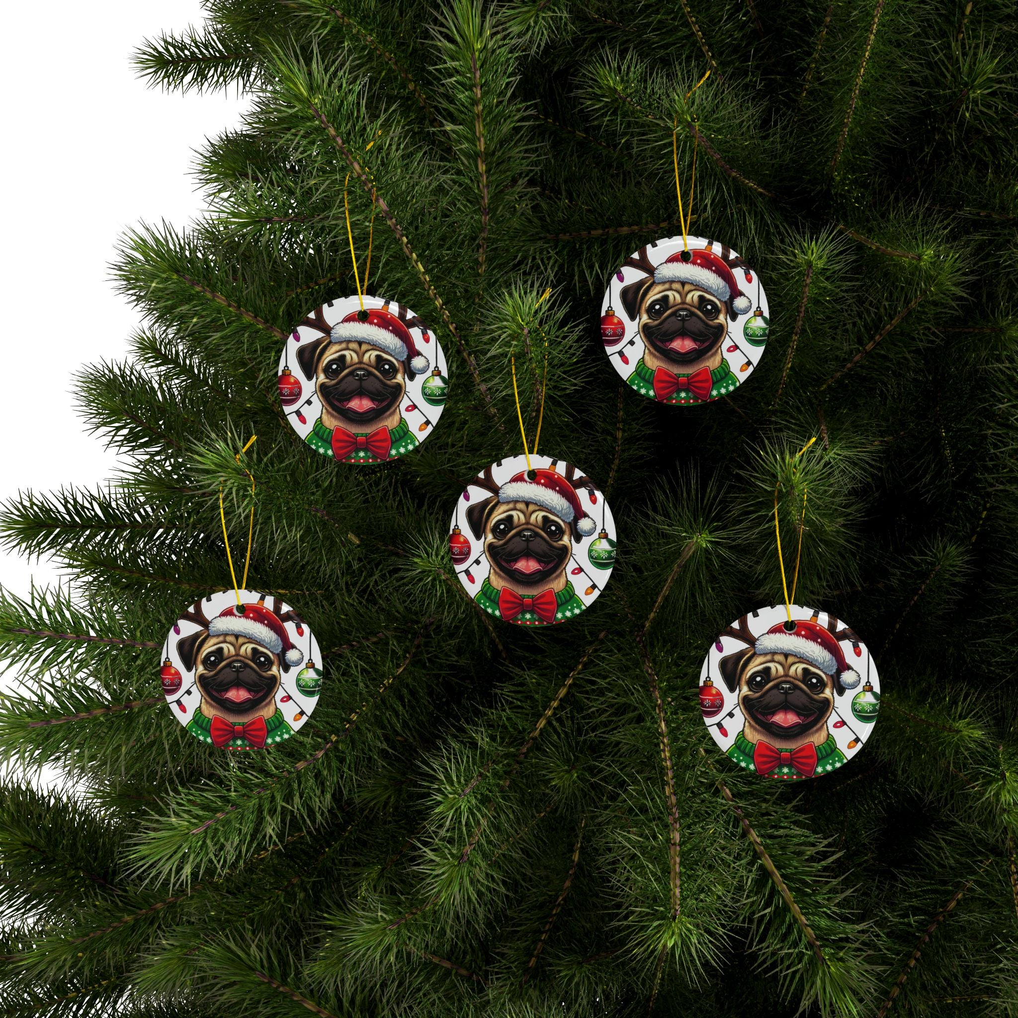 Pug Lights Up Christmas Ornament – Cheerful Holiday Keepsake | Double-Sided Festive Decor (1–10 Pack)