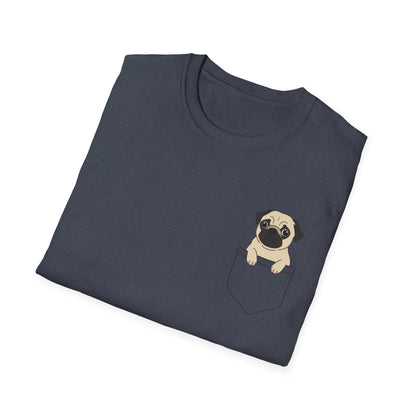 Pocket Pug T-Shirt — Cute Minimalist Pug Tee for Animal Lovers