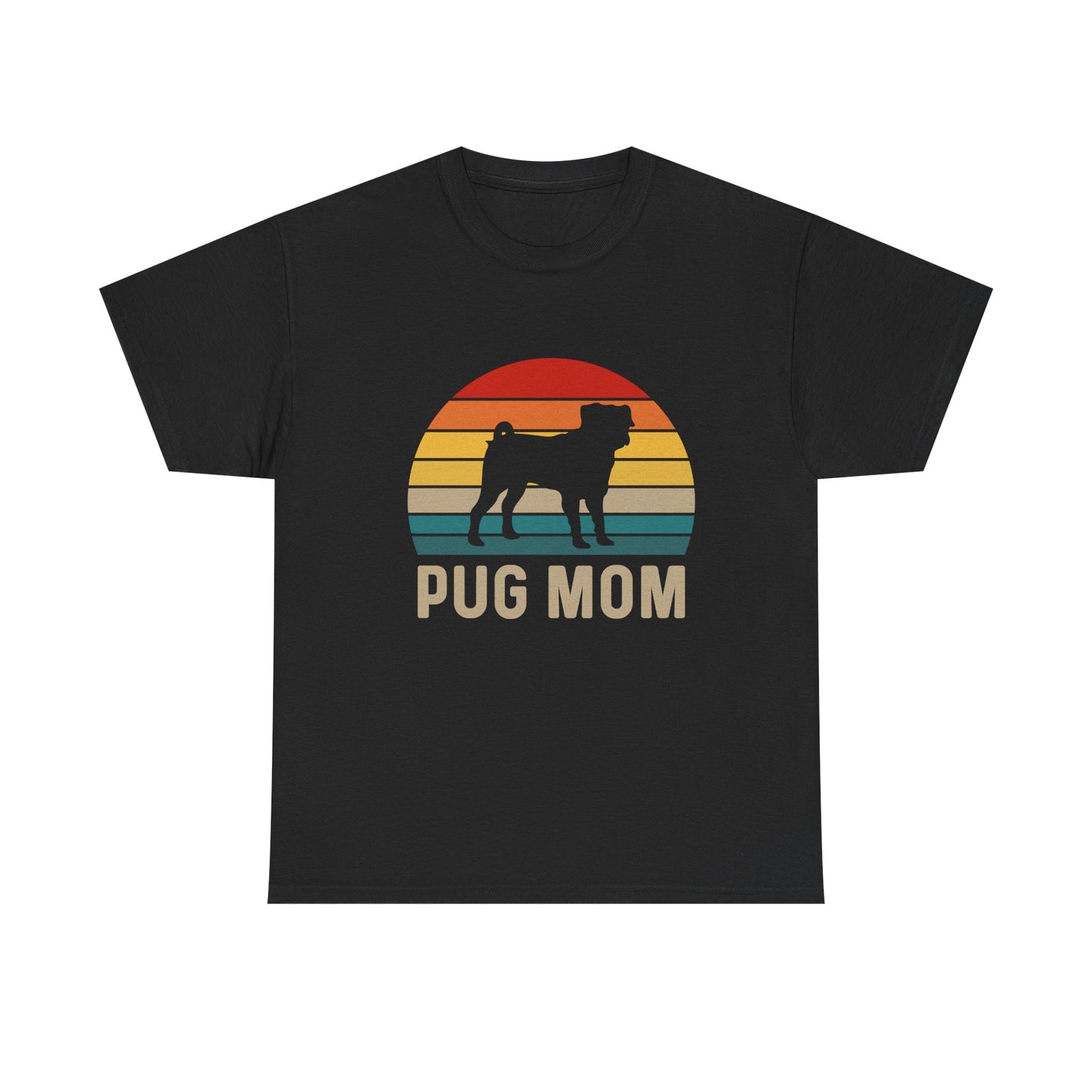 Pug Mom T-Shirt — Retro Sunset Pug Mom Tee for Dog Lovers