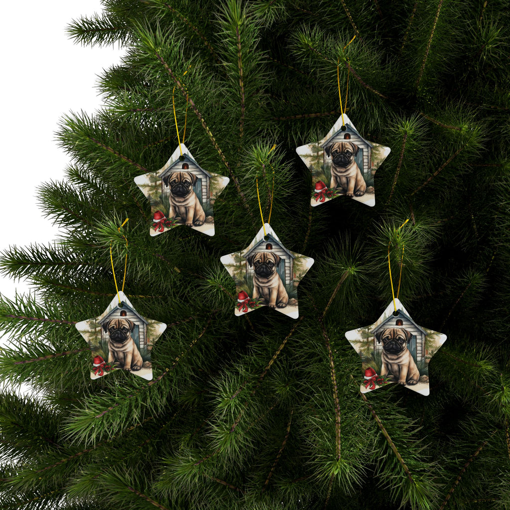 Twinkle Paws Ornament – Pug Lights & Holiday Cheer | Double-Sided Christmas Keepsake (1–10 Pack)
