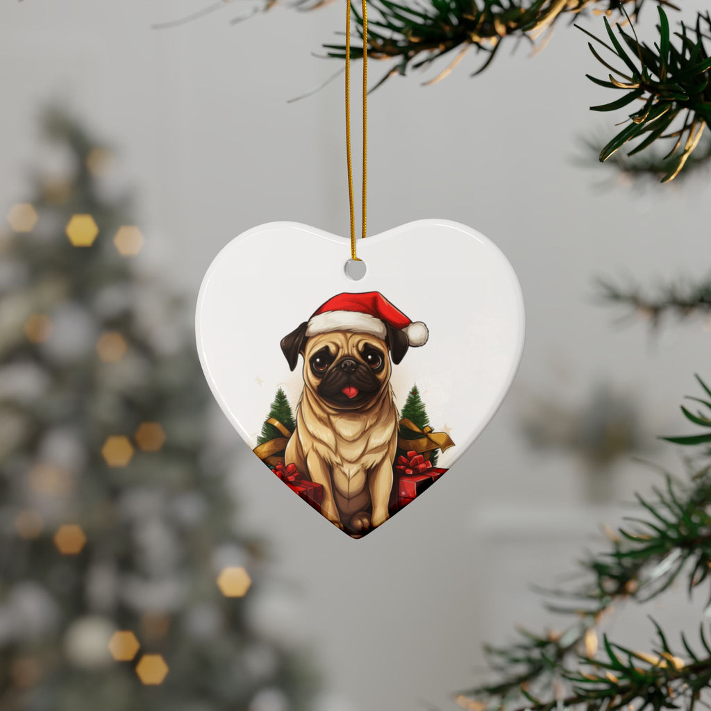 Merry Pugmas Ornament – Festive Pug Christmas Tree Hanging- 2-Sided Holiday Decorations (1 to 10 pcs)