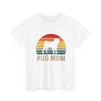 Pug Mom T-Shirt — Retro Sunset Pug Mom Tee for Dog Lovers