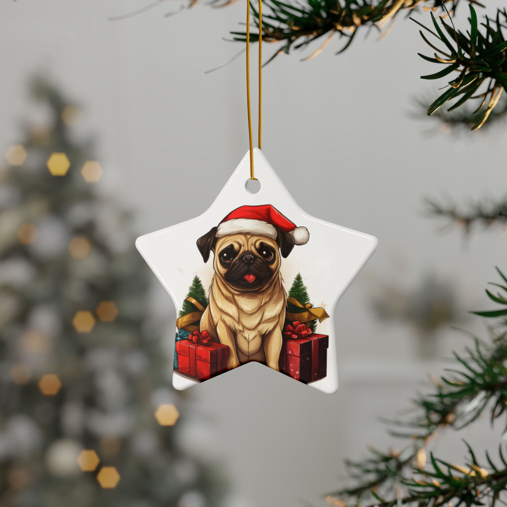 Merry Pugmas Ornament – Festive Pug Christmas Tree Hanging- 2-Sided Holiday Decorations (1 to 10 pcs)