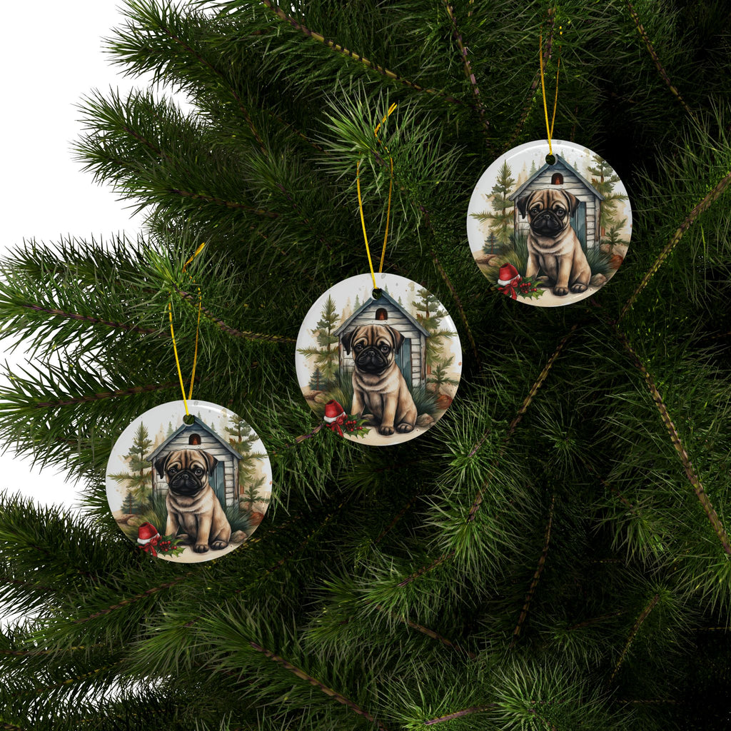 Twinkle Paws Ornament – Pug Lights & Holiday Cheer | Double-Sided Christmas Keepsake (1–10 Pack)